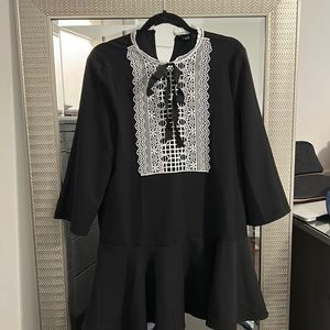 Zara black and white bib mini dress